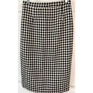 Vintage Therese Baumarie France Wool Tweed Houndstooth Pencil Skirt Size 4/6